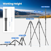 Load image into Gallery viewer, Carbon Fiber Tripod for Camera, Heavy Duty Tripod, Professional Camera Tripod Monopod with Center Column, 10-Layer Carbon Fiber Tube, WEYLLAN GX9 Max Tube Dia 40mm for DSLR Camera Telephoto Lens, black_4518
