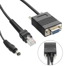 Load image into Gallery viewer, CARPSDZY DS3678 RS232 Serial Cable with 12V Power Supply for Zebra DS3608 DS3678 LI3608 LI3678 Handheld Barcode Scanner, RJ-45 Interface to DB9 Female Connector, 6.5FT(2M) Straight, 9 Pin, 12V, Black_1242
