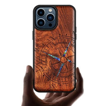 Load image into Gallery viewer, Carveit Handcrafted Case for iPhone 15 Pro Max, Incomplete Compass, Rosy, CompassRosy_1
