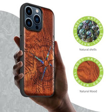 Load image into Gallery viewer, Carveit Handcrafted Case for iPhone 15 Pro Max, Incomplete Compass, Rosy, CompassRosy_7482
