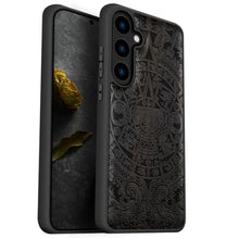 Load image into Gallery viewer, Carveit Wood Case for Galaxy S24, Maya Calendar, Black, MayaCalendarDarkwood_1
