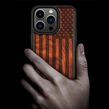 Load image into Gallery viewer, Carveit Wood Case for iPhone 14 Pro, (The Classic American Flag -Rosy), Rosewood_8171
