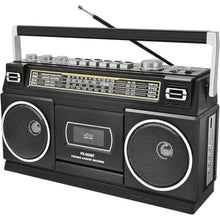 Load image into Gallery viewer, Cassette Player Boombox with Bluetooth, AM/FM/SW Radio &amp; Record to USB, 24W Stereo Sound, 4 Power Modes, Portable Retro Stereo for Indoor Outdoor, Classic Black_1
