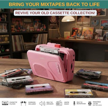 Load image into Gallery viewer, Cassette Tape Player | Portable Battery Operated | Radios Portable AM FM with Built-in Speaker, Tape Voice Recorder, VAS, Aux In Port | Includes Wired Earbuds for Music and Travel, PINK_2114

