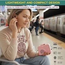 Load image into Gallery viewer, Cassette Tape Player | Portable Battery Operated | Radios Portable AM FM with Built-in Speaker, Tape Voice Recorder, VAS, Aux In Port | Includes Wired Earbuds for Music and Travel, PINK_2115
