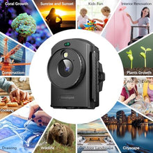 Load image into Gallery viewer, Caupureye Time Lapse Camera - Timelapse Camera with Infrared Positioning &amp; LED Light, 180 Days Shooting, 1080P AVI Videos &amp; Photos for Outdoor Construction, Cooking, Plant Growth, Landscape(64GB), ObsidianSilvery_1177
