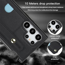 Load image into Gallery viewer, CCSmall Crossbody Case for Samsung Galaxy S25 Ultra with Card Slot Holder for Women, Adjustable Shoulder Strap Lanyard with Wristband Kickstand Phone Cover Case for Samsung S25 Ultra KB Black_68
