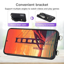 Load image into Gallery viewer, CCSmall Crossbody Wallet Case for Samsung Galaxy S24, Phone Case with Card Slot, Adjustable Shoulder Strap Lanyard with Wrist Kickstand Cover for Women KB Black_962
