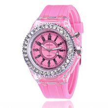 Load image into Gallery viewer, CdyBox Silicone Bling Women Men Watch LED Luminous Colorful Lights Sport Watches Wristwatch (Pink)_1

