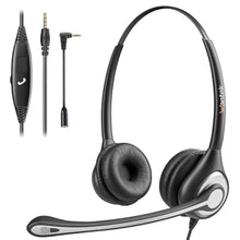Load image into Gallery viewer, Cell Phone Headset with Microphone Noise Cancelling &amp; Call Controls, 3.5mm Computer Headphones for Samsung PC Business Skype Softphone Call Center Office, Clear Chat, Ultra Comfort, Gray_1
