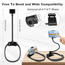 Load image into Gallery viewer, Cell Phone Stand, Neck Cell Phone Holder, Hand Free Flexible Gooseneck Phone Holder for Bed, Neck Phone Holder POV/Vlog Selfie Mount, Universal Multi-Functional Phone Stand for 4.7''-6.7'' Phone, Black_2760
