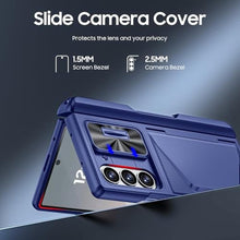 Load image into Gallery viewer, CENMASO for Samsung Galaxy Z Fold 6 Case with S Pen Holder &amp; Wallet Card Holder &amp; Slide Camera Cover &amp; Hinge Protection &amp; Screen Protector [RFID Blocking] Shockproof Protection Case for Z Fold 6-Blue_2533

