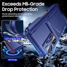 Load image into Gallery viewer, CENMASO for Samsung Galaxy Z Fold 6 Case with S Pen Holder &amp; Wallet Card Holder &amp; Slide Camera Cover &amp; Hinge Protection &amp; Screen Protector [RFID Blocking] Shockproof Protection Case for Z Fold 6-Blue_2535
