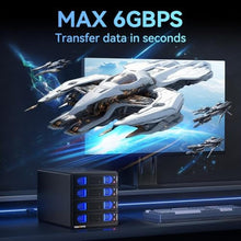 Load image into Gallery viewer, CENMATE 4 Bay Hard Drive Enclosure with Cooling Fan for 2.5/3.5" SATA HDD/SSD with USB A/C 3.0eSATA Cable, 3.5 Hard Drive Reader Supports 80TB Capacity(NO RAID/NAS)_1680
