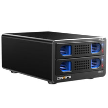 Load image into Gallery viewer, CENMATE Aluminum 2 Bay 10Gbps Hard Drive Enclosure with Cooling Fan for 2.5/3.5" SATA HDD/SSD with USB A/C 3.2 Gen 2, Support Hot Swappable, Tool-Free HDD Enclosure, DAS(NO RAID/NAS)_1

