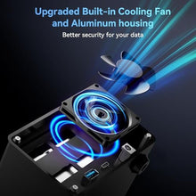 Load image into Gallery viewer, CENMATE Aluminum 2 Bay 10Gbps Hard Drive Enclosure with Cooling Fan for 2.5/3.5" SATA HDD/SSD with USB A/C 3.2 Gen 2, Support Hot Swappable, Tool-Free HDD Enclosure, DAS(NO RAID/NAS)_517
