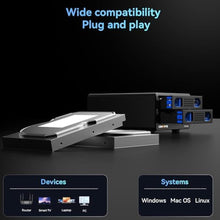 Load image into Gallery viewer, CENMATE Aluminum 2 Bay 10Gbps Hard Drive Enclosure with Cooling Fan for 2.5/3.5" SATA HDD/SSD with USB A/C 3.2 Gen 2, Support Hot Swappable, Tool-Free HDD Enclosure, DAS(NO RAID/NAS)_518
