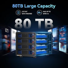Load image into Gallery viewer, CENMATE Aluminum 4 Bay Hard Drive Enclosure with Cooling Fan for 2.5/3.5" SATA HDD/SSD with USB A/C 3.0, Support Hot Swappable, Tool-Free HDD Enclosure, DAS(NO RAID/NAS), Black_405
