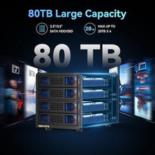 Load image into Gallery viewer, CENMATE Aluminum 4 Bay Hard Drive RAID Enclosure with Cooling Fan for 2.5/3.5" SATA HDD/SSD with USB A/C 3.0eSATA Cable, 3.5 Hard Drive Reader Supports 80TB Capacity, 8 RAID Modes, DAS(NO NAS), Black_387
