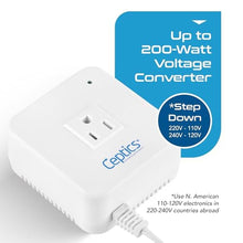 Load image into Gallery viewer, Ceptics 200-Watt Voltage Converter - Step Down - 220v to 110v / 240v to 120v Travel Power Converter - for Hair Straightener, Laptops and Chargers, CE Certified_1283
