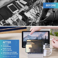 Load image into Gallery viewer, Charging Station for Multiple Devices 6-Port USB Charging Dock for Apple &amp; Android Fast Multi-Charger Organizer for Phones, Tablets &amp; More (Silver)_8014
