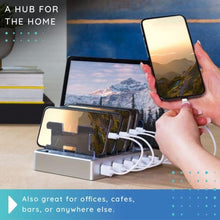 Load image into Gallery viewer, Charging Station for Multiple Devices 6-Port USB Charging Dock for Apple &amp; Android Fast Multi-Charger Organizer for Phones, Tablets &amp; More (Silver)_8017
