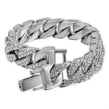 Load image into Gallery viewer, Charles Raymond Bling-ed Out Biggie Square Hip Hop Iced Out Watch You Will Hypnotize in a Crystal Watch - 0513Sq, Silver Blue R# Cuban, 8 inches, 0513Sq (Silver Blue R# Cuban)_253
