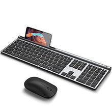 Load image into Gallery viewer, CHESONA Wireless Keyboard and Mouse Combo, Wireless Rechargeable Full Size Mulit-Device (BT 5.0+3.0+2.4G) Keyboard Mouse Combo for Mac OS/iOS/Windows/Android (Silver Black)_1
