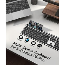 Load image into Gallery viewer, CHESONA Wireless Keyboard and Mouse Combo, Wireless Rechargeable Full Size Mulit-Device (BT 5.0+3.0+2.4G) Keyboard Mouse Combo for Mac OS/iOS/Windows/Android (Silver Black)_60
