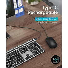 Load image into Gallery viewer, CHESONA Wireless Keyboard and Mouse Combo, Wireless Rechargeable Full Size Mulit-Device (BT 5.0+3.0+2.4G) Keyboard Mouse Combo for Mac OS/iOS/Windows/Android (Silver Black)_61
