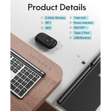 Load image into Gallery viewer, CHESONA Wireless Keyboard and Mouse Combo, Wireless Rechargeable Full Size Mulit-Device (BT 5.0+3.0+2.4G) Keyboard Mouse Combo for Mac OS/iOS/Windows/Android (Silver Black)_63
