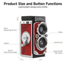 Load image into Gallery viewer, CHUZHAO Digital Camera Retro TLR Style 1080P FHD Video 12MP Photos Autofocus Portable Vintage Mini Vlogging Camera with 16GB Card Gift for Beginners Teens Adults, Red_141
