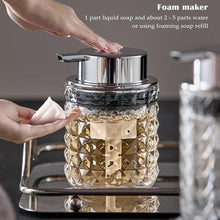 Load image into Gallery viewer, CICUFY Foaming Hand Soap Dispenser, Glass Foam Soap Dispenser or Lotion Dispenser for Kitchen &amp; Bathroom Refillable Clear Glass Liquid soap Dispenser with Large Silver Pump-1 Pack, ClearPcs_543
