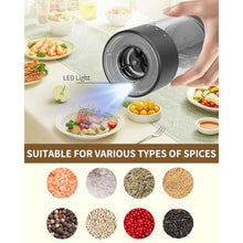 Load image into Gallery viewer, CIRCLE JOY Electric Salt and Pepper Grinder Set Rechargeable Salt and Pepper Mills with 6-Level External Adjustable Coarseness, White LED Light and Storage Base, Black_6093
