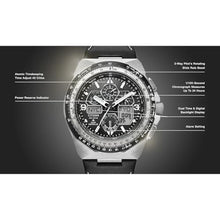Load image into Gallery viewer, Citizen Men's Eco-Drive Promaster Skyhawk A-T Watch, Black Dial, Black Leather Strap, Atomic Timekeeping (Model: JY8149-05E), BlackLeatherStrapBlackDial_7156
