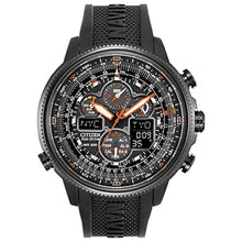 Load image into Gallery viewer, Citizen Men's Promaster Navihawk Eco-Drive Pilot Watch, Atomic Timekeeping, Chronograph, Power Reserve Indicator, Luminous, Anti-Reflective Crystal, Black Rubber Strap (Model: JY8035-04E), BlackRubberStrap_1
