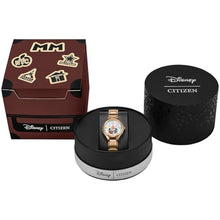 Load image into Gallery viewer, Citizen Women's Eco-Drive Mickey and Minnie Mouse Take Paris, Mother-of-Pearl Dial, Gold-Tone Stainless Steel Bracelet Watch (Model: FE2103-52D), RoseGoldTone_7136
