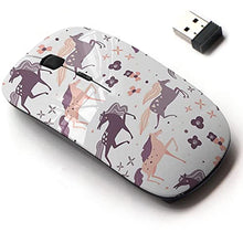 Load image into Gallery viewer, CJCBROES 2.4G Wireless Mouse with Cute Pattern Design for All Laptops and Desktops with Nano Receiver - Beautiful Horses Flowers Print Card_1
