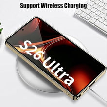 Load image into Gallery viewer, Clatoxi Leather Case for Samsung Galaxy S26 Ultra with Soft TPU Plating Frame,Luxury Vegan Leather Gold Plating Edge Slim Shockproof Anti-Scratch Protective Phone Cover for Galaxy S26 Ultra (Beige)_922
