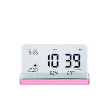 Load image into Gallery viewer, ClocTeck Alarm Clock for Bedroom, 3 Lould Alarms, Transparent LCD Display with Indoor Temperature and Humidness, Endurance Over 40 Days, Future Digital Clock for Gifts, Pink_1
