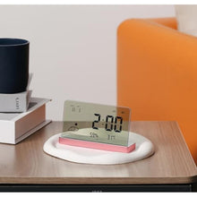 Load image into Gallery viewer, ClocTeck Alarm Clock for Bedroom, 3 Lould Alarms, Transparent LCD Display with Indoor Temperature and Humidness, Endurance Over 40 Days, Future Digital Clock for Gifts, Pink_5051
