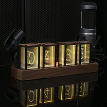 Load image into Gallery viewer, ClocTeck Nixie Tube Clock Walnut Digital Clock, Support Wi-Fi Time SYNC, Alarm &amp; Timer, 12/24H Display, A Retro Gift for Friends, Brown_5058
