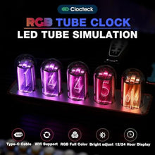 Load image into Gallery viewer, ClocTeck Nixie Tube Clock with Wi-Fi SYNC, Alarm &amp; Timer, 12/24H Display, No Assembly Required - A Retro Gift for Friends (Wood Grain), Tubes_4910
