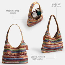 Load image into Gallery viewer, COACH Women's Large Weave Straw Brooklyn Shoulder Bag 28, B4/Multi, One Size_8
