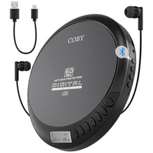Load image into Gallery viewer, Coby Portable Bluetooth CD Player with FM Radio &amp; Headphones, Rechargeable Anti-Skip Discman with MP3 Playback, AUX Input, Super Bass, Compact Retro Music Player for Home, Car, and Travel Black_1
