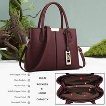 Load image into Gallery viewer, COCIFER Purses and Handbags for Women Shoulder Tote Bags Satchel Top Handle Bag, EBurgundy_2351
