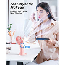 Load image into Gallery viewer, coldSky Portable Handheld Fan, 4000mAh Battery Operated with LED Display, Handheld/Neck/Desk 3 in 1 Personal Small Fan, 90 Foldable Desk Fan with Base, 5 Speed Lash Makeup Fan for Women, Pink_7816
