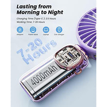 Load image into Gallery viewer, coldSky Portable Handheld Fan, 4000mAh Battery Operated 3 in 1 Multifunction Personal Travel Fans with Digital Display, 90 Foldable Desk Fan with Base, 5 Speed Lash Fan for Makeup/Commute/Office, Purple_8419
