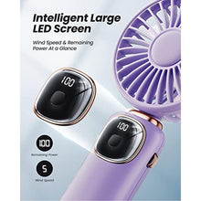 Load image into Gallery viewer, coldSky Portable Handheld Fan, 4000mAh Battery Operated 3 in 1 Multifunction Personal Travel Fans with Digital Display, 90 Foldable Desk Fan with Base, 5 Speed Lash Fan for Makeup/Commute/Office, Purple_8420
