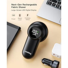Load image into Gallery viewer, coldSky Rechargeable Fabric Shaver, Lint Shaver with Digital Display, Sweater Shaver with 6-Leaf Blades and Safety Lock, 3-Speeds Defuzzer Remove Fuzz, Pills from Clothes, Furniture, Sofa, Blanket, Black_1147
